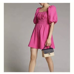 Anthropologie Maeve Dress. 1X. Pink. Puff sleeve.